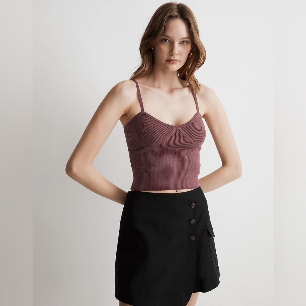 MadeWell Corset-Detail Crop Sweater Tank NL178